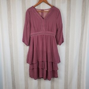 Jessakae Swiss Dot Midi‎ Dress Mauve Pink Size Small